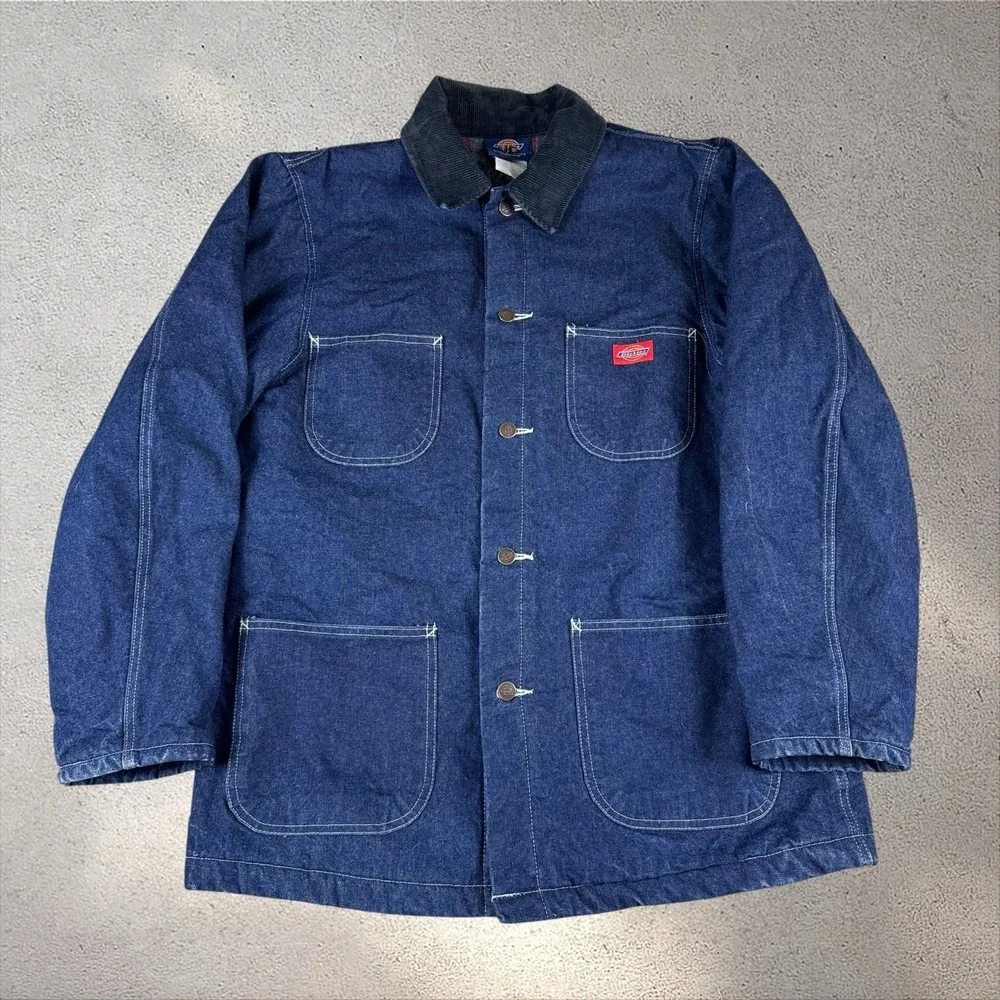 Vintage Dickies Denim Chore Jacket Men's Medium Blanket Lined Work Barn Coat